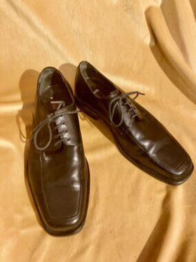Johnston & Murphy Black Leather Square Toe Dress Shoes - Size 9.5 M